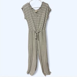 Caution To The Wind Textured Gray Jumpsuit